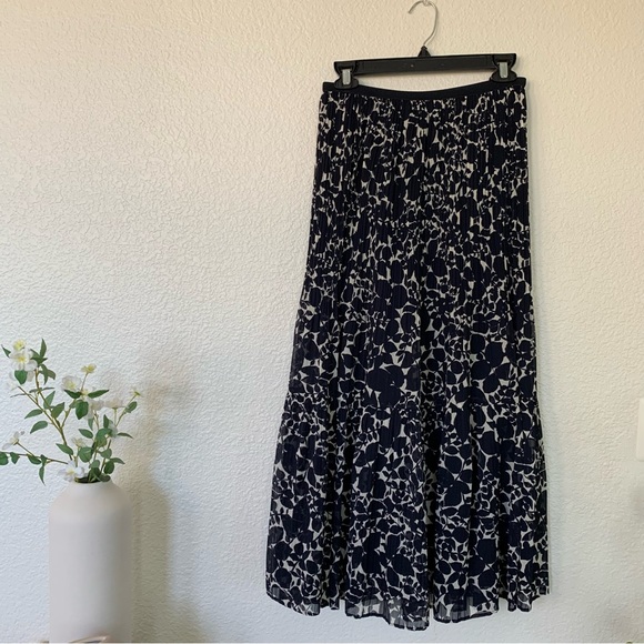 Uniqlo Maxi Skirt Dark Blue White Fabric Size S - Picture 3 of 11